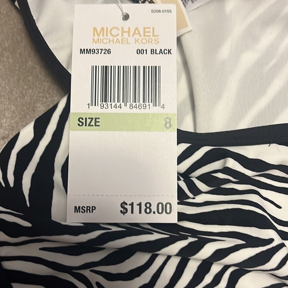 Michael Kors, one piece swimsuit, black and white zebra print, fully lined, new - Picture 5 of 10